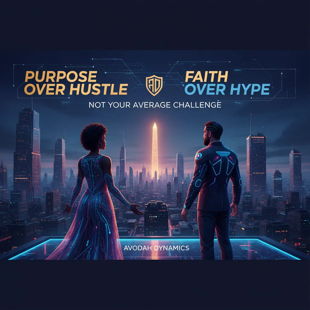 Futuristic cityscape with neon lights symbolizing purpose-driven growth.