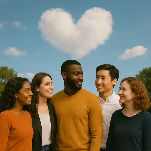 Heart-shaped fluffy cloud pillow symbolizing empathy in high priest leadership