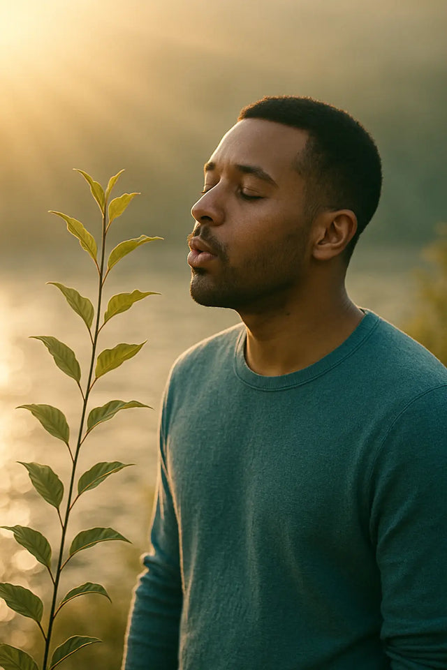 Teal cotton blend sweater symbolizing words that build trust and bring life