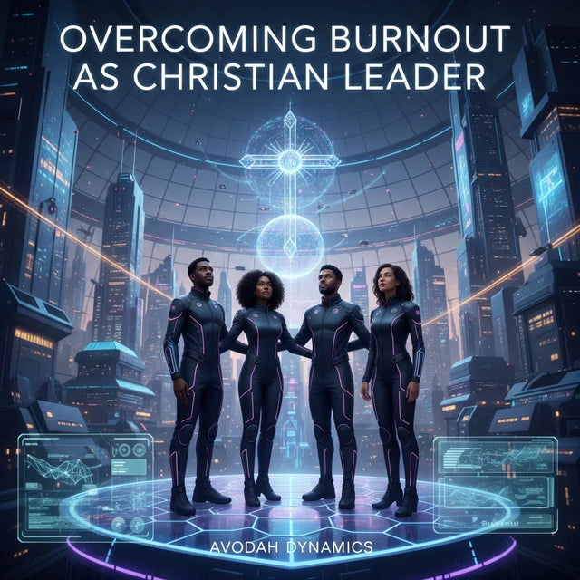 Futuristic spacesuit with glowing blue accents for Christian leaders facing burnout