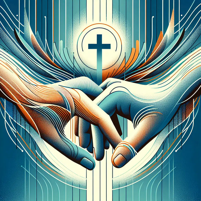 Symbolic blue and white winged cross in Christian marriage coaching