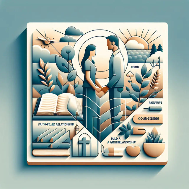 Ceramic square coaster with couple holding hands in blue beige design for faith-filled relationship.