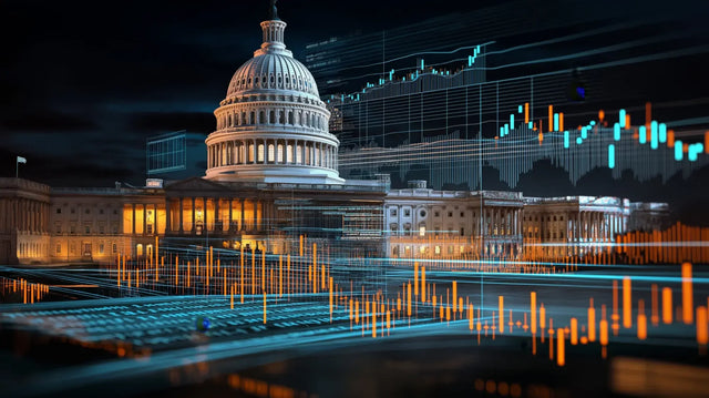 Illuminated U.S. Capitol with stock charts overlay for building genuine relationships