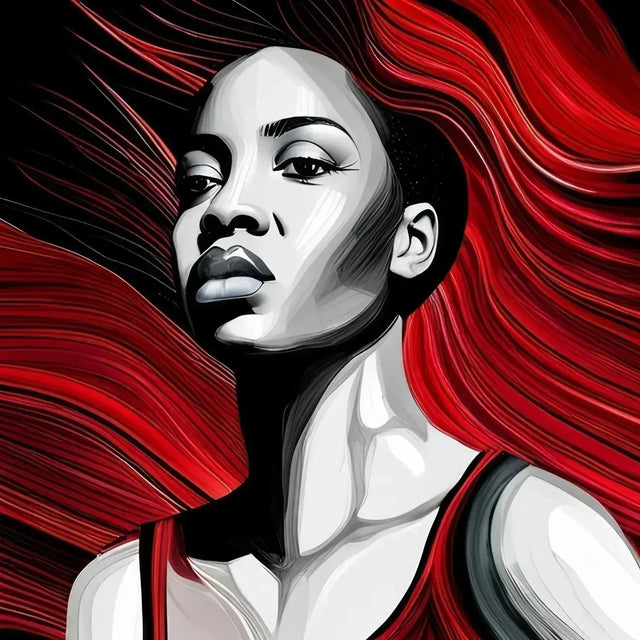 Red-haired woman in black top embodying creative potential in hustle culture