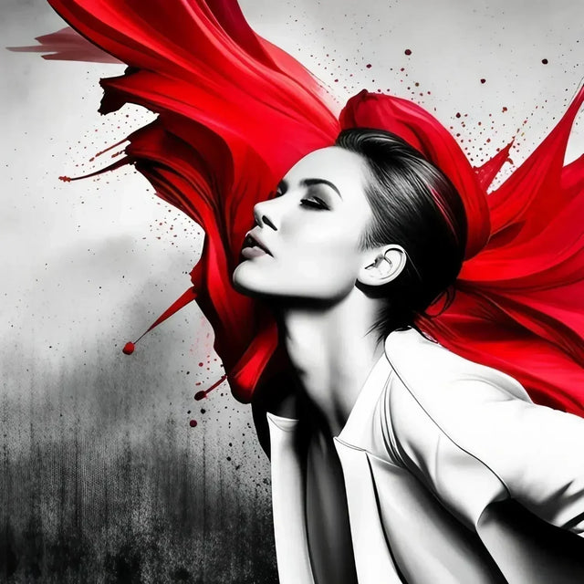 Red-haired woman in white shirt embracing hustle culture with positive mindset