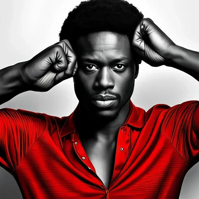 Man in red shirt holding head, seeking work life balance in hustle culture