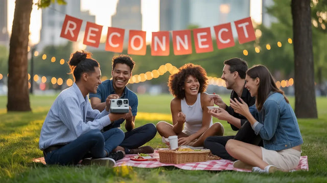 Two people engaging in an animated conversation at a cafe table with a laptop, promoting Avodah Dynamics and improved mental health in hustle culture