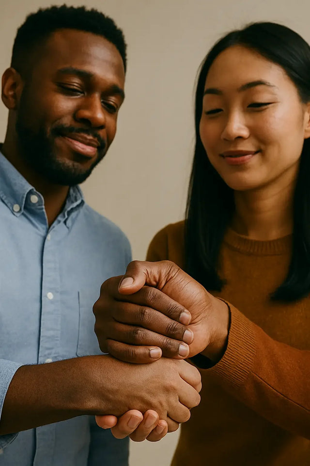 Two individuals shaking hands symbolizing divine multiplication and true synergy in leadership