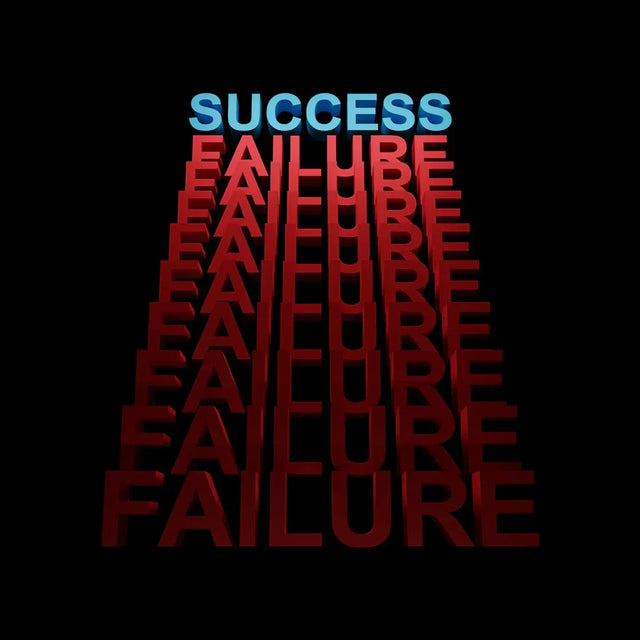 3D rendering of success and failure words in a repeating pattern for personal growth