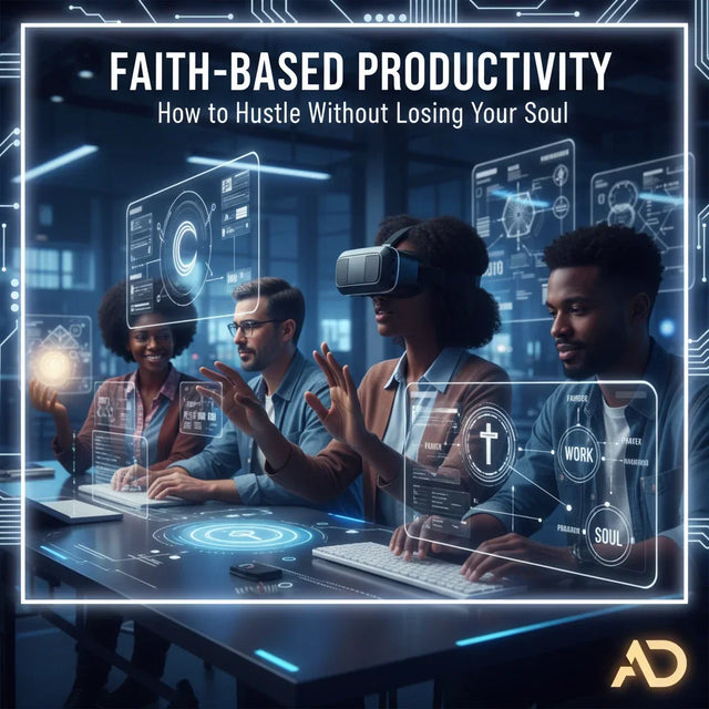 VR headset with sleek black design and adjustable straps for faith-based productivity and rest