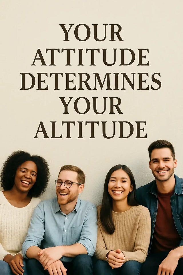 Group of four smiling young adults exemplifying a positive attitude and positive mindset