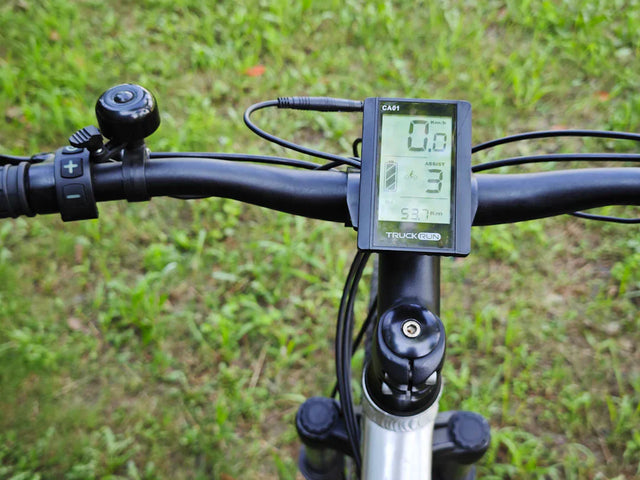 Bicycle handlebar with digital display and controls illustrating accountability systems for team members