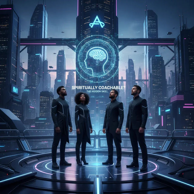 Neon brain hologram display screen representing spiritual coachability for purpose-driven leaders