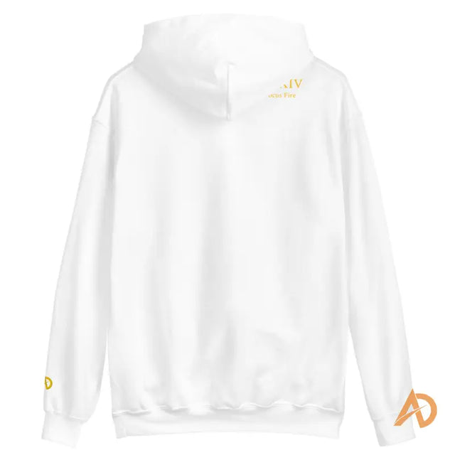 Avodah Gold Standard hoodie in white with gold accents and logo