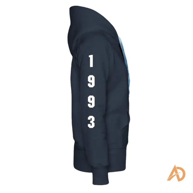 Navy blue Boss Chick Hoodie with 1993 on sleeve, perfect for hustle culture and empowerment