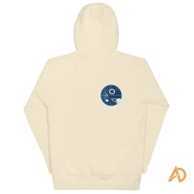 Cream-colored Galaxy Forward Hoodie with celestial back design