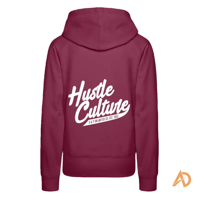 Burgundy Hustle Girl Hoodie featuring empowering Hustle Culture text for the modern woman