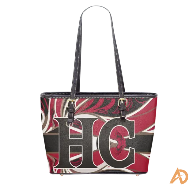 Paisley Large Leather Tote Bag in Black and Red - Avodah Dynamics