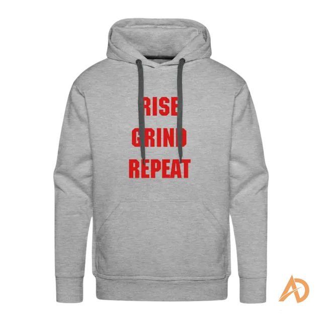 Red text on a grey Premium Hoodie featuring the Relentless Ambition Daily Manifesto