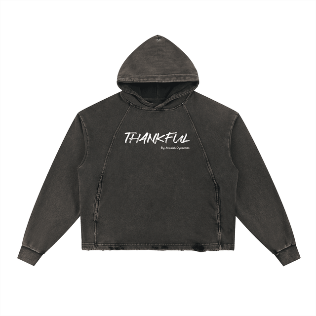 THANKFUL — Vintage Washed Frayed Hem Hoodie - Avodah Dynamics