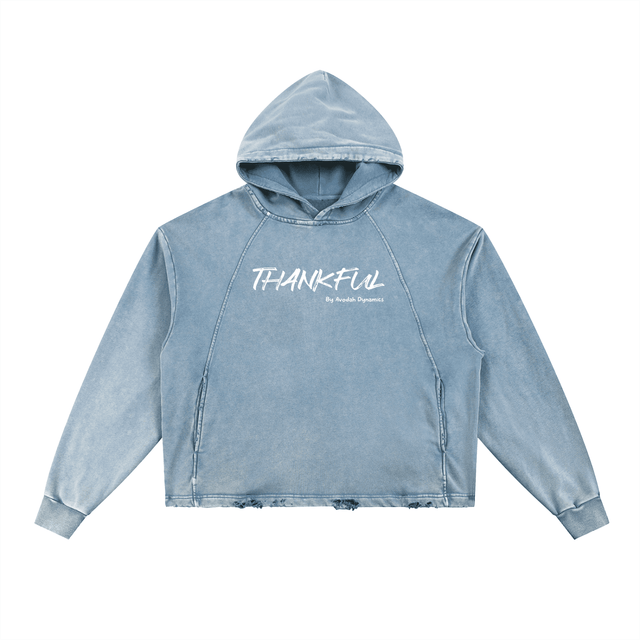 THANKFUL — Vintage Washed Frayed Hem Hoodie - Avodah Dynamics
