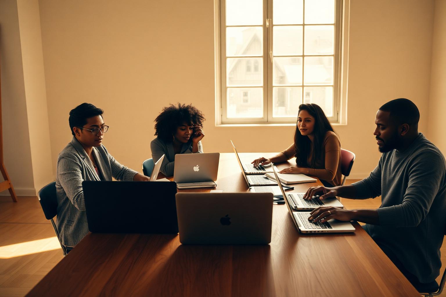 Diverse builders collaborating on meaningful work