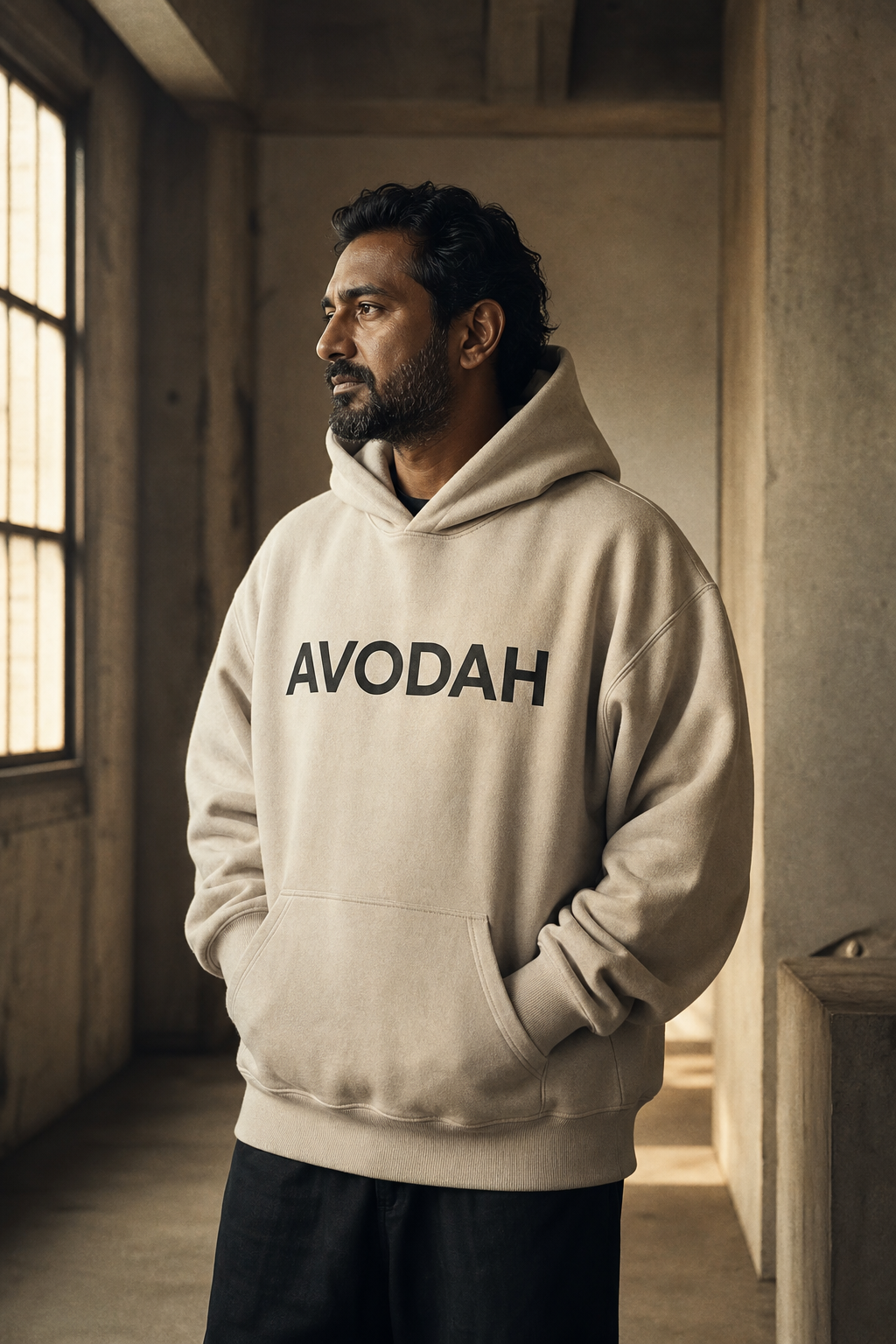 A purpose-driven builder in an Avodah hoodie