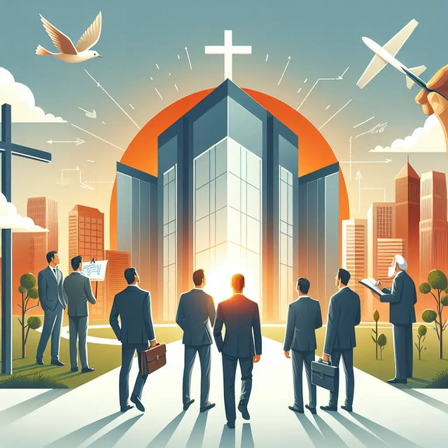Modern glass church with cross, embodying christian entrepreneurship on biblical principles