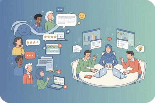 Blue and green gradient Apple laptop for continuous feedback loop