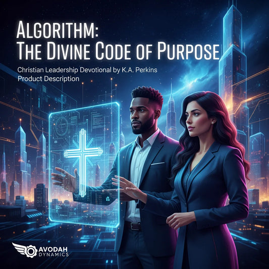 Man in blue suit jacket, red hair, black pants, embodying divine algorithm in Christian leadership