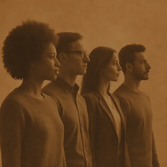 Four diverse individuals in profile embodying divine wisdom cries