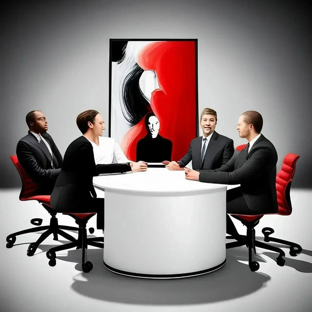 Three men discuss effective communication in hustle culture on large screen