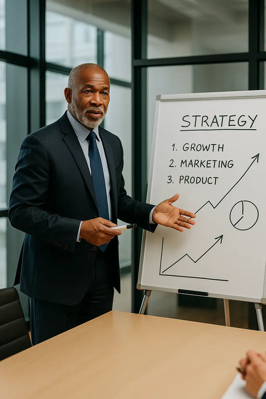 Formal black suit jacket with white shirt and blue tie for leadership when life feels unstable