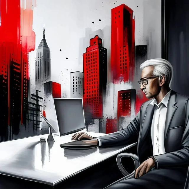 Man mastering goal setting at desk with laptop