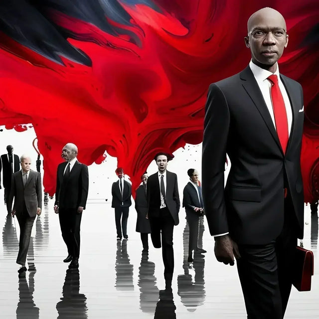 Man overcoming imposter syndrome in business meeting