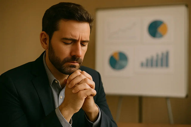 Man in suit clasped in prayer, remain steadfast lessons from Daniels lions den