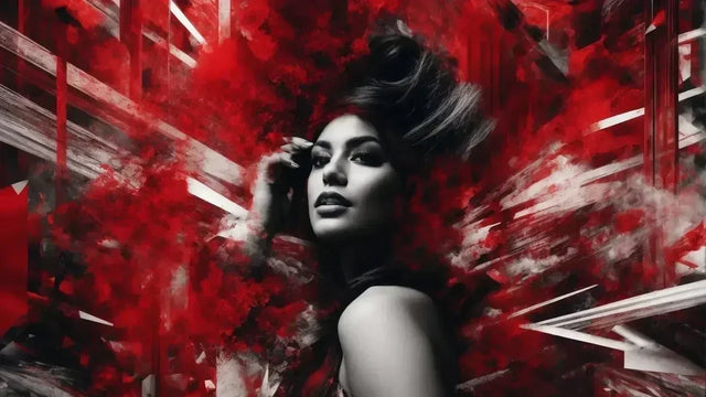 Woman with red face paint embodying successful hustlers journey