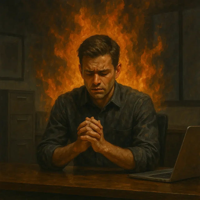 Man trusting God’s process in divine transition amid flames