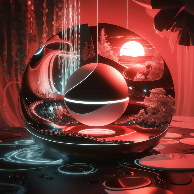 Red sphere with light highlighting mental clarity in a daily routine against hustle culture.