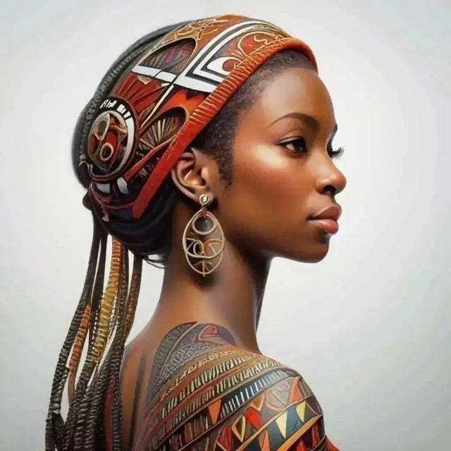 Woman wearing a headpiece, symbolizing personal growth through positive relationships.