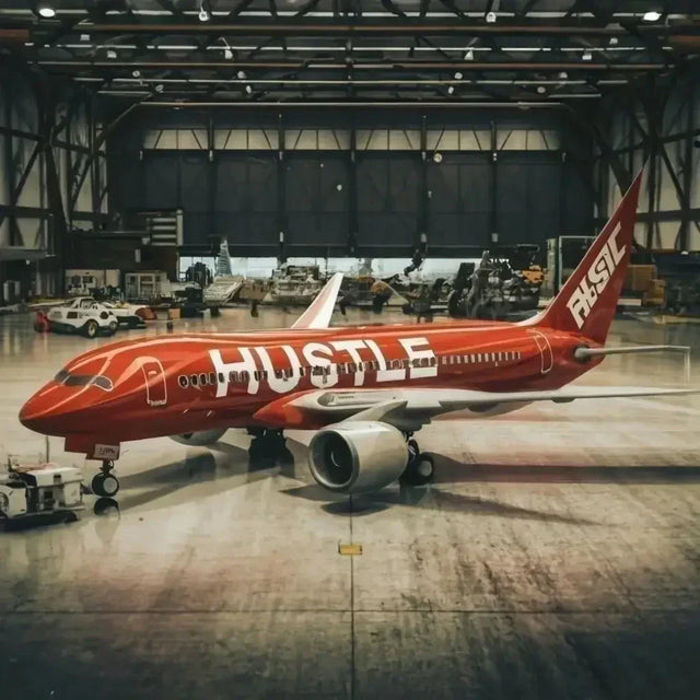 Red and white plane symbolizing clear goals to overcome procrastination.