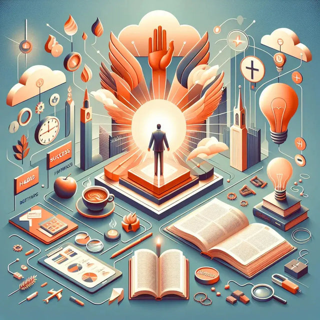 Orange and white wings statue symbolizing Christian personal development success habits