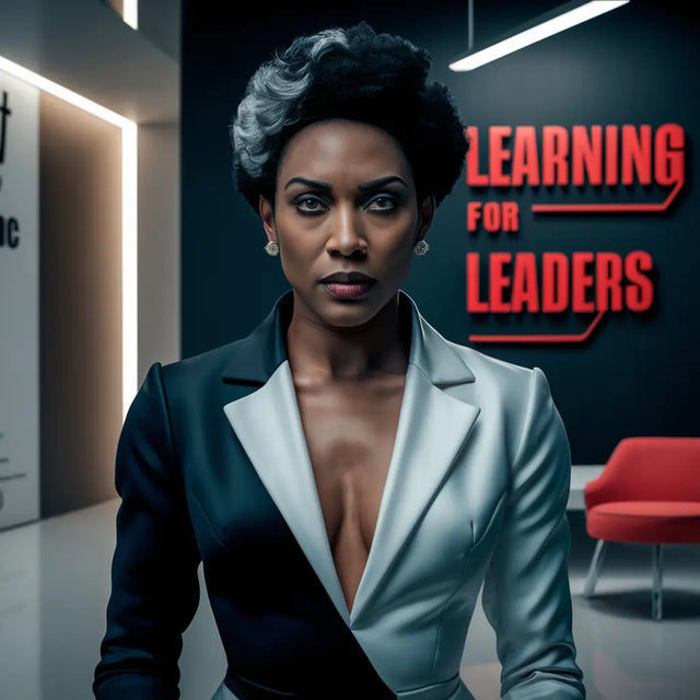 Woman in a suit and tie exemplifying leadership skills for lifelong learning.