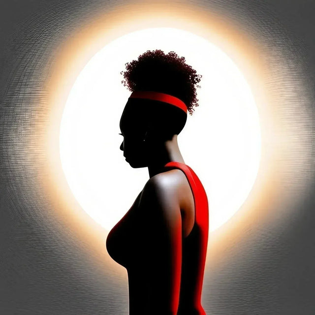 Woman with a red headband stands before a full moon, finding hope amid life’s challenges.