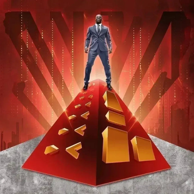 Man standing atop a pyramid symbolizing growth mindset culture in Hustle Culture.