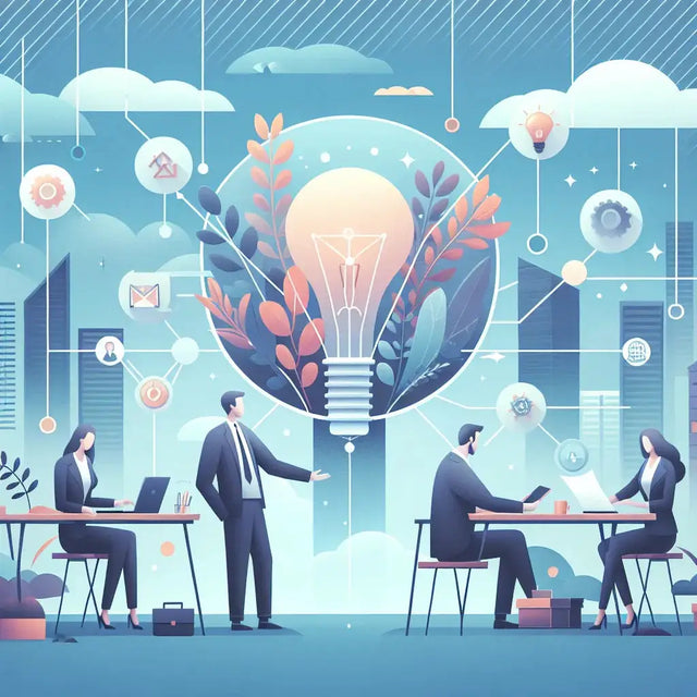 Lightbulb with green leaves and orange flowers symbolizing Avodah Dynamics networking for business growth