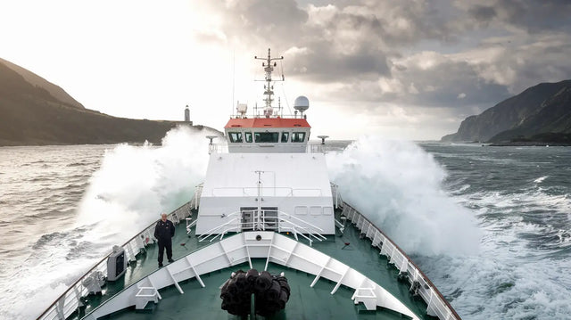 Ship’s bow navigating turbulent seas, embodying effective leadership in crisis management.