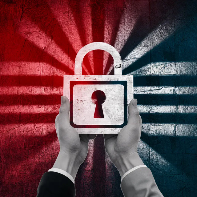 Hand holding a padlock with the British flag, symbolizing effective leadership in hustle culture.