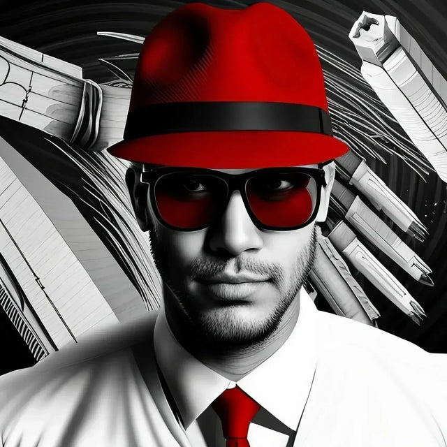 Man in red hat and sunglasses symbolizes resilience in overcoming darkness during tough times.