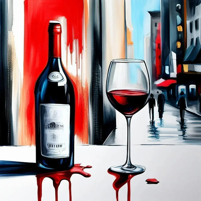 Painting of a bottle of fine wine and a glass, symbolizing valuing people’s hidden potential.